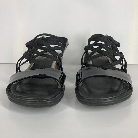 ECCO Black Patent Leather & Elastic Straps Sandals Sz 40 - Picture 3 of 15
